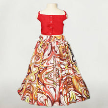 Load image into Gallery viewer, Red Evil Eye Heart Crop Top With Satin Ghaghra