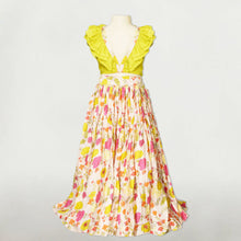 Load image into Gallery viewer, Green Frill Neck Choli With Floral Ghagra