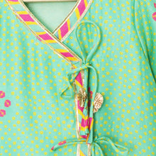 Load image into Gallery viewer, Green Bandhani Angrakha Kurta With Leheria Dhoti Set