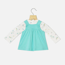 Load image into Gallery viewer, Sea Green Unicorn Applique Frock With White T-Shirt
