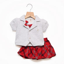 Load image into Gallery viewer, Checked Top and Skirt Set With Jacket