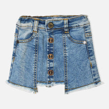 Load image into Gallery viewer, White Graphic Printed Top With Denim Raw Hem Skirt