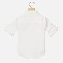 Load image into Gallery viewer, White Textured Full Sleeves Shirt With Bow Tie