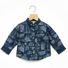 Load image into Gallery viewer, Blue Printed Full Sleeves Shirt