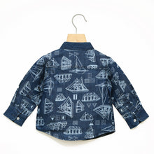 Load image into Gallery viewer, Blue Printed Full Sleeves Shirt