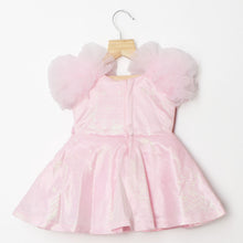 Load image into Gallery viewer, Pink & White Shine Ruffled Sleeves Party Dress