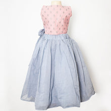 Load image into Gallery viewer, Pink Angrakha Style Choli With Powder Blue Lehenga Set