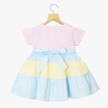 Load image into Gallery viewer, Blue Striped Printed Tiered Half Sleeves Frock