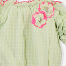 Load image into Gallery viewer, Chiffon Off Shoulder Crop Top- Yellow,Blue & Green