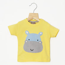 Load image into Gallery viewer, Mustard Applique Half Sleeves T-Shirt With Denim Short
