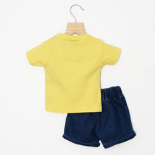 Load image into Gallery viewer, Mustard Applique Half Sleeves T-Shirt With Denim Short