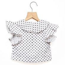Load image into Gallery viewer, Polka Dots White Top With Yellow Shorts And Mask