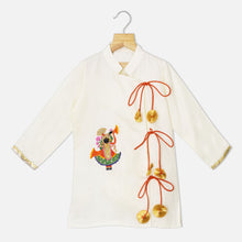 Load image into Gallery viewer, Shrinathji Embroidered Kurta With Orange Dhoti
