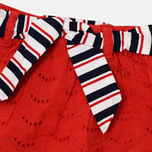 Load image into Gallery viewer, Red Schiffli Cotton A-Line Skirt