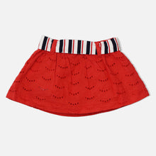 Load image into Gallery viewer, Red Schiffli Cotton A-Line Skirt