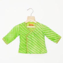Load image into Gallery viewer, Green Leheriya Angrakha Kurta With Dhoti Jamna Set