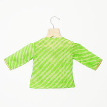 Load image into Gallery viewer, Green Leheriya Angrakha Kurta With Dhoti Jamna Set
