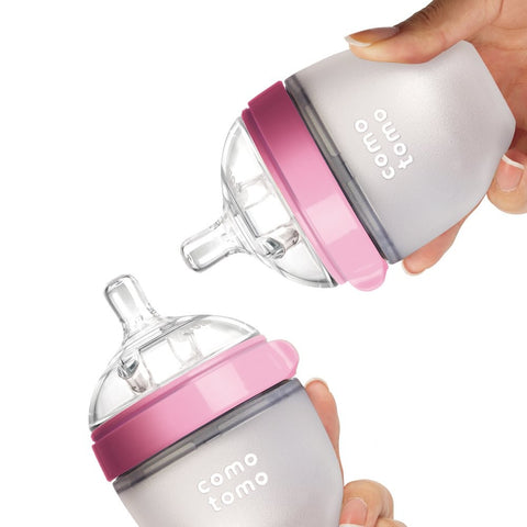 150ml Pink Twin Pack Silicone Feeding Bottle