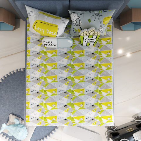 Green Doodle Land Single & Double Bedsheet Set
