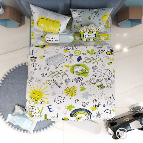 Green Doodle Land Kids Single & Double Comforter