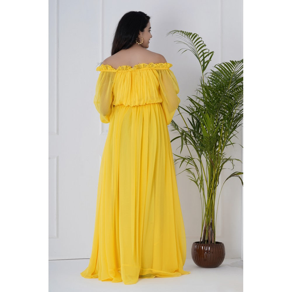 Off Shoulder Sheer Maternity Gown