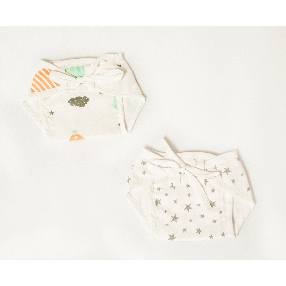 Off White Fly High Printed Nappy Pack Of 2