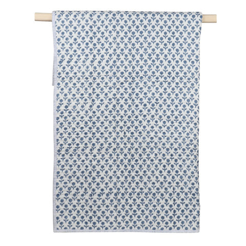 Blue Flower Hand Block Printed Quilt