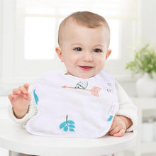 Load image into Gallery viewer, White Multi Printed Muslin Bibs-Pack of 3