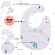 Load image into Gallery viewer, White Multi Printed Muslin Bibs-Pack of 3