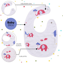 Load image into Gallery viewer, White Multi Printed Muslin Bibs-Pack of 3