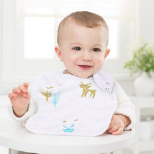 Load image into Gallery viewer, White Multi Printed Muslin Bibs-Pack of 3