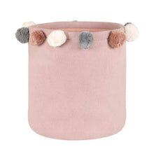 Load image into Gallery viewer, Doggy Buddy Cameo Pink Cotton Knitted Storage Basket with Pompoms