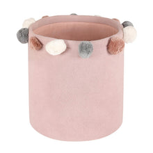 Load image into Gallery viewer, Doggy Buddy Cameo Pink Cotton Knitted Storage Basket with Pompoms
