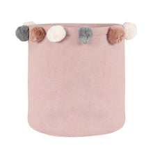 Load image into Gallery viewer, Doggy Buddy Cameo Pink Cotton Knitted Storage Basket with Pompoms