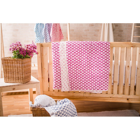 Pink Flower Hand Block Printed Quilt