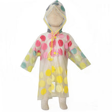 Load image into Gallery viewer, Pink & Yellow Polka Dot Transparent Hooded Raincoat