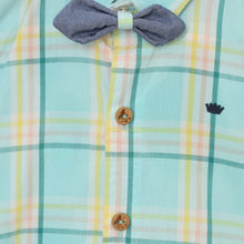 Load image into Gallery viewer, Blue Plaid Checked Shirt With White Shorts & Bow Tie