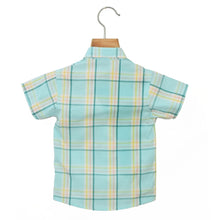 Load image into Gallery viewer, Blue Plaid Checked Shirt With White Shorts & Bow Tie