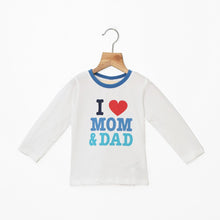 Load image into Gallery viewer, White I Love Mom & Dad Printed Full Sleeves T-Shirt