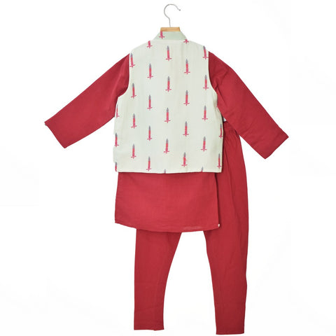 Maroon Mint Green Churidar Kurta Jacket