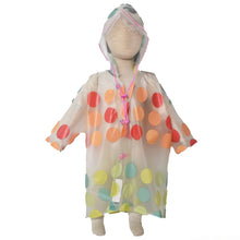 Load image into Gallery viewer, Red & Blue Polka Dot Transparent Hooded Raincoat