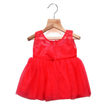 Load image into Gallery viewer, Red & Yellow Flowers Embellished Soft Net Party Frock