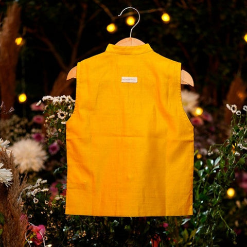 Yellow Handwoven Unisex Nehru Jacket