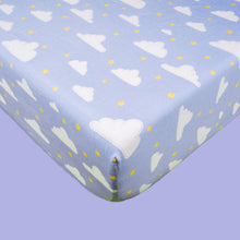 Load image into Gallery viewer, Purple Clouds Organic Fitted Cot Sheet