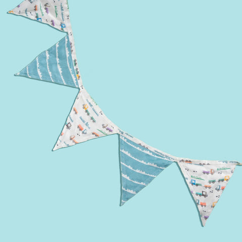 Blue Traffic Jam Cot Bunting