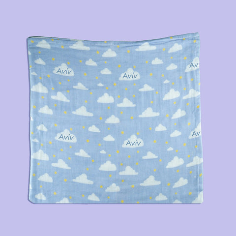 Purple Clouds & Hot Air Balloon Organic Muslin Swaddles- Set Of 2
