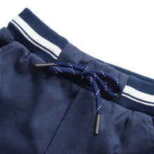 Load image into Gallery viewer, Black And Navy Striped Rib Waist Shorts