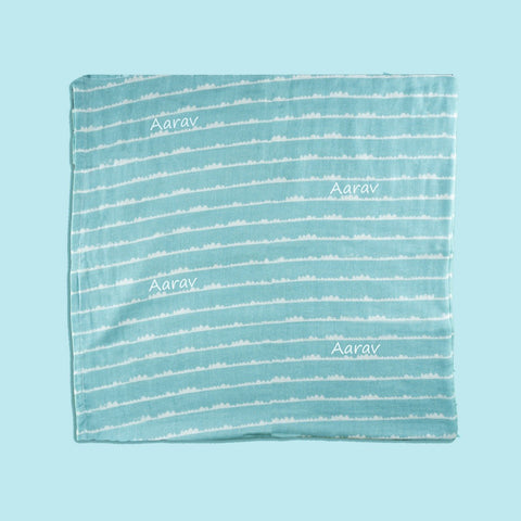 Blue Bumps & Trucks Muslin Swaddles- Set Of 2