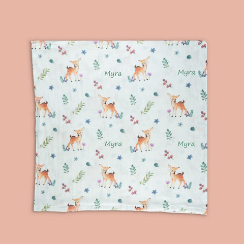 Brown Deer & Trees Organic Muslin Swaddles- Set Of 2