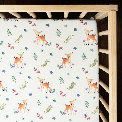 Brown Deer Organic Fitted Cot Sheet